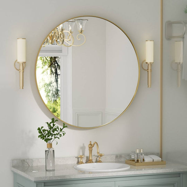 24 in. W x 24 in. H Medium Round Mirror Metal Framed Wall Mirrors Bathroom Vanity Mirror Decorative Mirror in Black