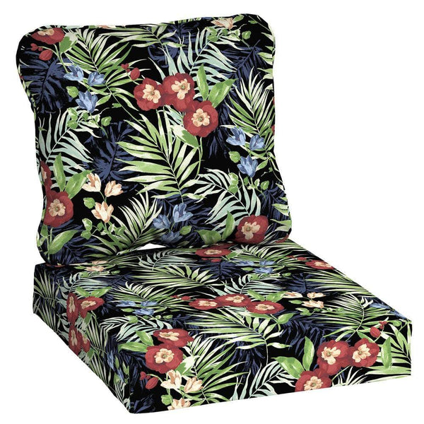 Hampton Bay 24 in. x 22 in. Black Tropical Deep Seating Outdoor Lounge Chair Cushion
